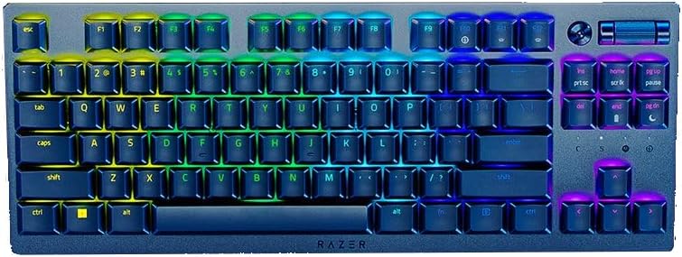 Razer DeathStalker V2 Pro TKL Wireless Optical Low Profile Gaming Keyboard (Red Linear Switch, HyperSpeed Wireless, Bluetooth 5.0, Multifunction Roller, Media Button) DE Layout, Black