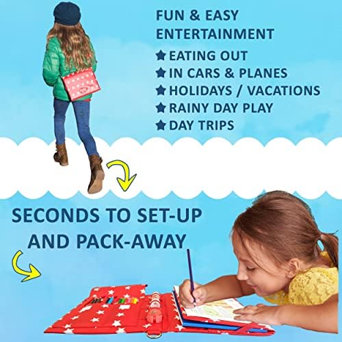 Pipity Art Set for Kids | Travel Activity Packs with Fun Drawing, Colouring, Arts & Crafts, Games Activities | Easel | Stationery Sets| Gifts for Creative Girls and Boys Ages 6,7,8,9+ | Red