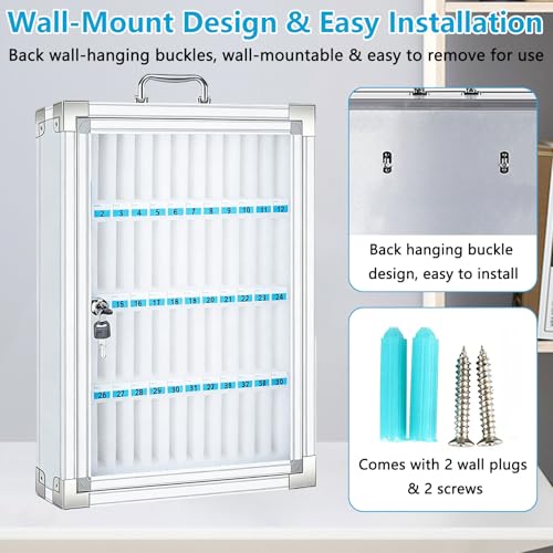 YUZINO Handy Aufbewahrungsschrank mit 48 Steckplätzen, Aluminium Handygarage mit Tragengriff und Schloss, Wandmontierbare Handy Aufbewahrungsbox für Schule Büro Prüfung Meeting