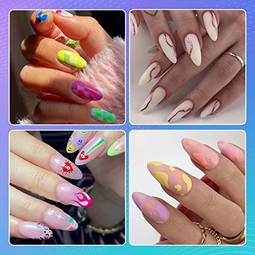 Almond Nail Tips With Nail Gel, Ejiubas Nail Gel Nail Tips Fake Nails False Nails Gel Nails #TOP4