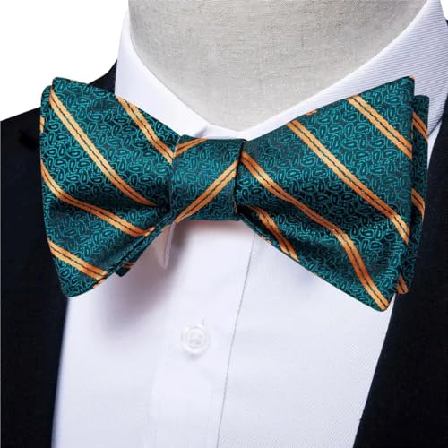 Corbata de moño ajustable de seda para hombre azul miniatura 2