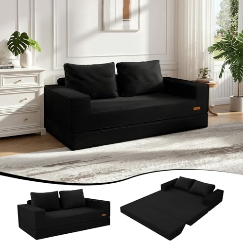 Image of COMAX Futon Sofa Bed, Convertible Sofa Bed, Folding Boneless Couches | Boneless Couch for living room, 4‑in‑1 Fold Out Small Foldable Loveseat Floor Sleeper Mattress Lounge Space‑Saving