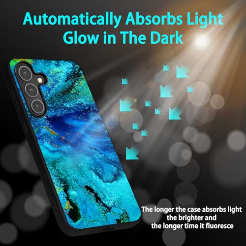 YOVIAKK for Samsung Galaxy S25 Case,Slim Fit Glow in The Dark Luminous Hybrid Hard PC Soft TPU Bumper Shockproof Drop Protective Galaxy S25 Case Blue Marble by YOVIAKK - Used condition - Image 3