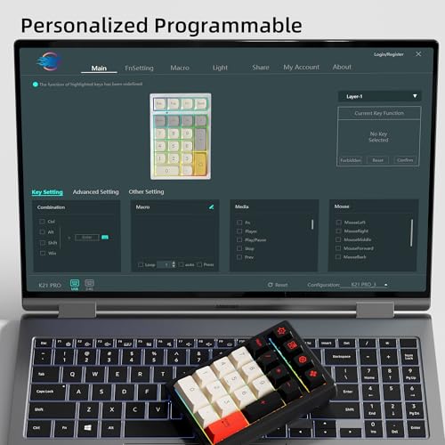 KEYCOOL K21 Wireless Numeric Keyboard, Mechanical Number Keypad Hot-swappable Bluetooth Numpad 5.0/2.4GHz, RGB Numerical Keyboard for Laptop Mac Win iOS Android - Thumbnail 4