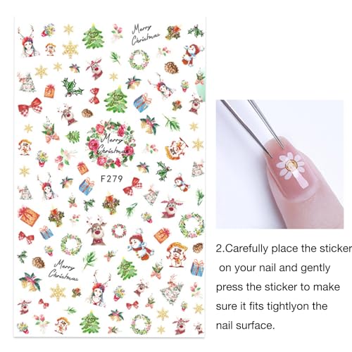 6 Sheets Christmas Nail Art Stickers Decals, Self-Adhesive Snowflake Xmas Reindeer Christmas Tree Wreath Winter Holiday DIY (04) - Image 5