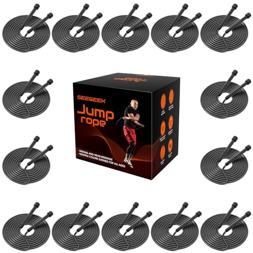 HELLOBOZS 14 Pack Black Adjustable PVC Jump Rope for Cardio Fitness - Versatile Jump Rope for Kids Women Men Gift -Tangle-Free for Keeping Fit, Training, Workout by hellobozs - Used condition - US$11.10