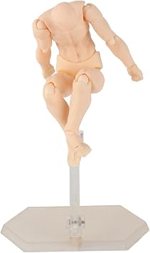 Poseable Action Figure Body for Drawing - Customizable Poses - PVC - Ideal for Sketching (Skin Color Man)