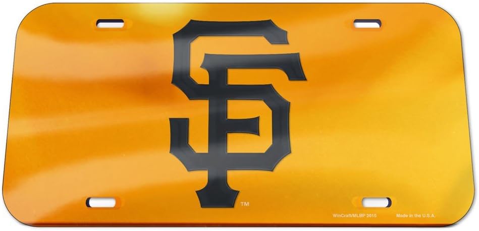 MLB San Francisco Giants Crystal Mirror Logo License Plate, Team Color, One Size
