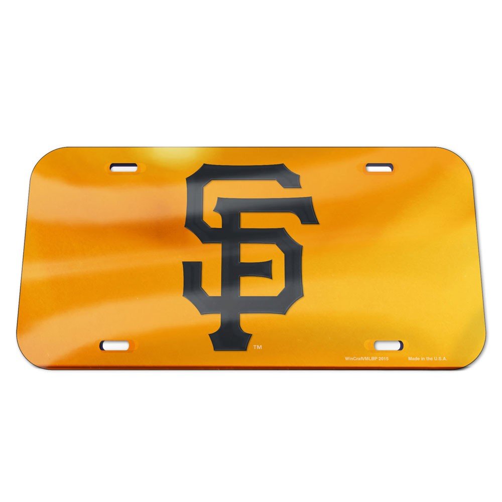 MLB San Francisco Giants Crystal Mirror Logo License Plate, Team Color, One Size