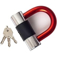 Anti Theft Motorcycle Lock,Mini Bike Locks,Heavy Duty Anti-Theft Bicycle U Lock,16mm Shackle with Keys, Ultimate Security Lock for Bicycles Motorcycle and More Red