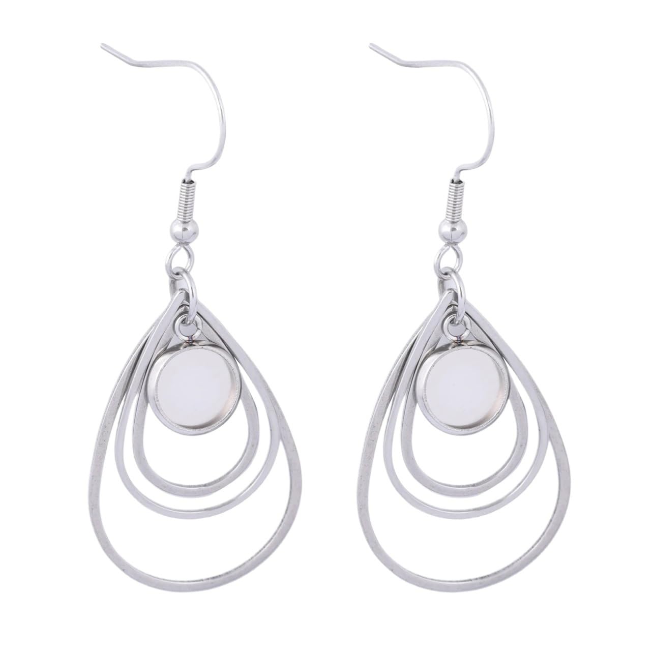 zyrqon 18pcs Stainless Steel Triple Teardrop Earring Bezel Settings for 8mm Cabochon DIY Jewelry Making
