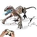 Ferngesteuertes Dinosaurier-Spielzeug, wiederaufladbar, 2.4 GHz RC Walking Velociraptor Dino mit LED-Auge, elektronisches Spielzeug, Geschenke für Jungen und Kinder ab 4 5 6 7 8 9 Jahren