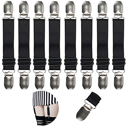 willwin Improved Boot Straps Adjustable Stirrup Pant Straps, Elastic Boot Clips Pant Leg Straps for Women and Men Riding Pants Jeans Motorcycle 8 Pcs Black