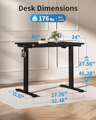 Image of Okin Small Electric Standing Desk, 36 x 24 Inches Whole Piece Height Adjustable Desk, Black Sit to Stand Desks Computer Workstation for Home Office