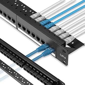 Rapink 24 Port Cat6 Patch Panel with Inline Keystone and 10G Support
