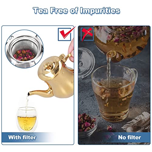 Stainless Steel Tea Pot With Filter Rust Proof Durable Oil Strainer Pot For Hotels Restaurants Homes 500Ml Tea Kettle(Gold) #TOP2