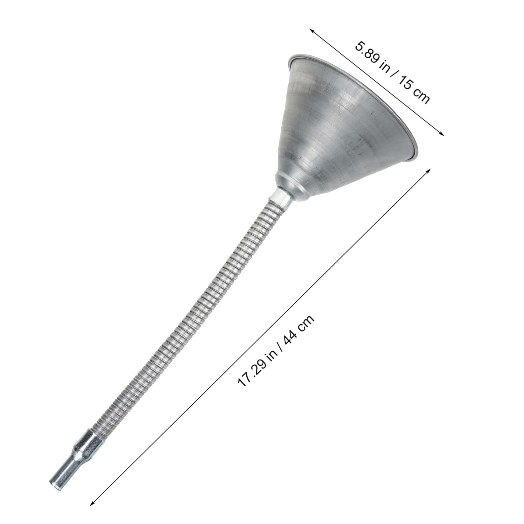 Embudo de Aceite de Hierro Plata, Diseño para Tuberías | Extra Largo Tubo, Transporte de Líquido, Uso en Camiones y Repostaje de Vehículos
