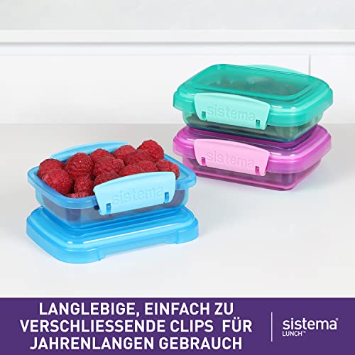 Sistema Lunch Frischhaltedose | 200 ml | kleine Snackboxen | BPA-freier Kunststoff | gemischte Farben | 3 Stück