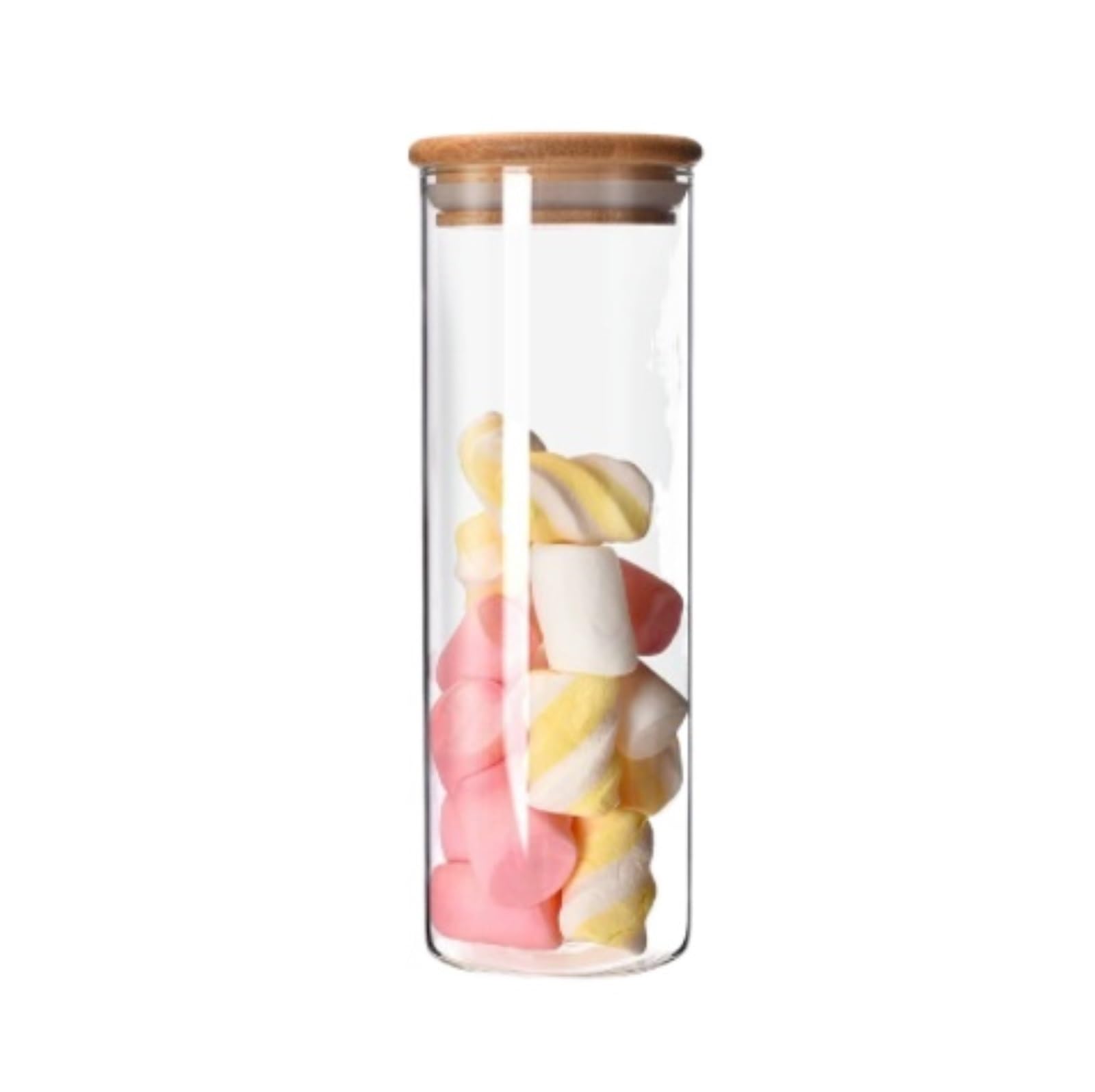 AMULONG Sweet Jars Apothecary Transparent Storage Glass Jars With Bamboo Lid Multifunctional Jars for Crafting(5pcs,550ml)