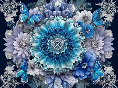 5D Diamond Painting Kit Completo Mariposa Pintura de Diamante Adultos, Flor Bordado Punto de Cruz Dibujos con Diamantes, DIY Manualidades Adultos Diamond Art Kit, para Decoración 100x150 cm W-6820