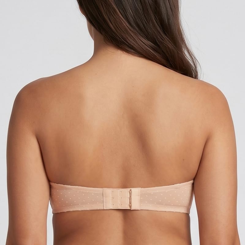 MELENECA Damski biustonosz typu bandeau Sheer Lace See-Through Minimizer Strapless Underwire Bandeau – biustonosz z antypoślizgowym silikonem