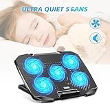 AIMIUZI Laptop Cooling Pad, Laptop Cooler for 12-15.6 Inch Notebooks, Laptop Cooling Stand with 5 Quiet Fans, 5 Height Adjustable, 2 USB Ports, Phone Stand (Black) - Image 6