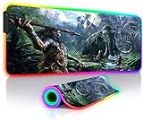 Tapis de Souris Jeu d'anime Grand Tapis de Souris RVB Tapis de Souris de Jeu Base en Caoutchouc antidérapant Gamer LED Rétroéclairage Clavier Tapis de Bureau 100x50 cm
