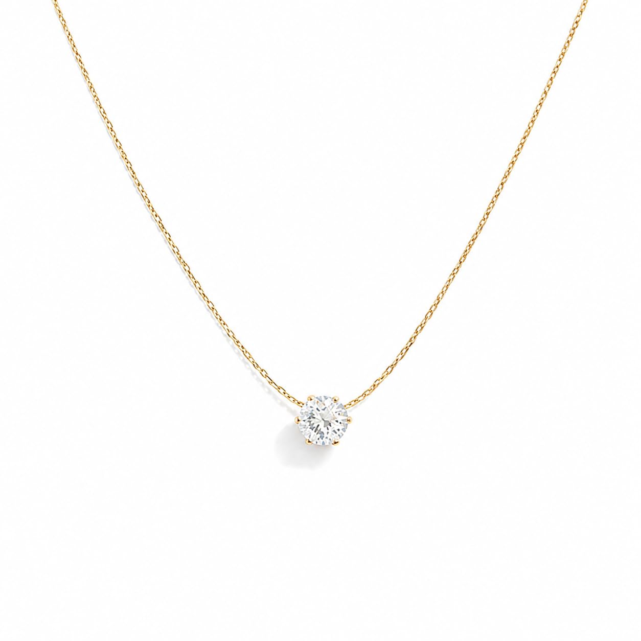 Gold Plated Solitaire Pendant Necklace for Women | Anti Tarnish & Waterproof Chain | Minimal Diamond-Style Single Stone Necklace | Office Wear & Party Jewelry-image-37