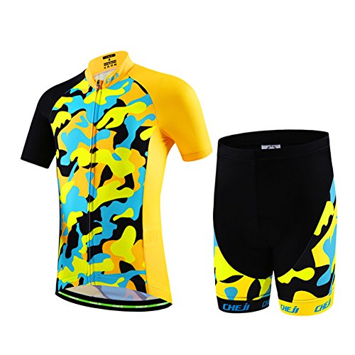 CH&Q Kids Cycling Jersey Set Boys Girls 3D Padded Shorts Road Mountain Bike
