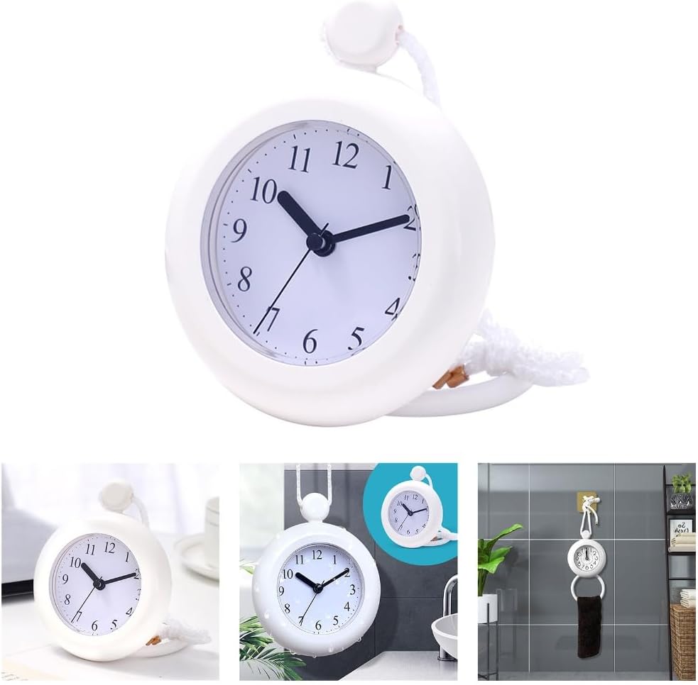 Bathroom Clock,Shower Clocks,Battery Operated Silents White Shower Clock