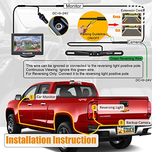 Image of Reversing Camera System VM1 HD1080P Wired Car Backup Camera Kit 4.3 inch Car Monitor and HD1080P Camera with Waterproof Night Vision Backup Camera for Cars,Pickups,SUVs,Vans, Sedans, Trucks
