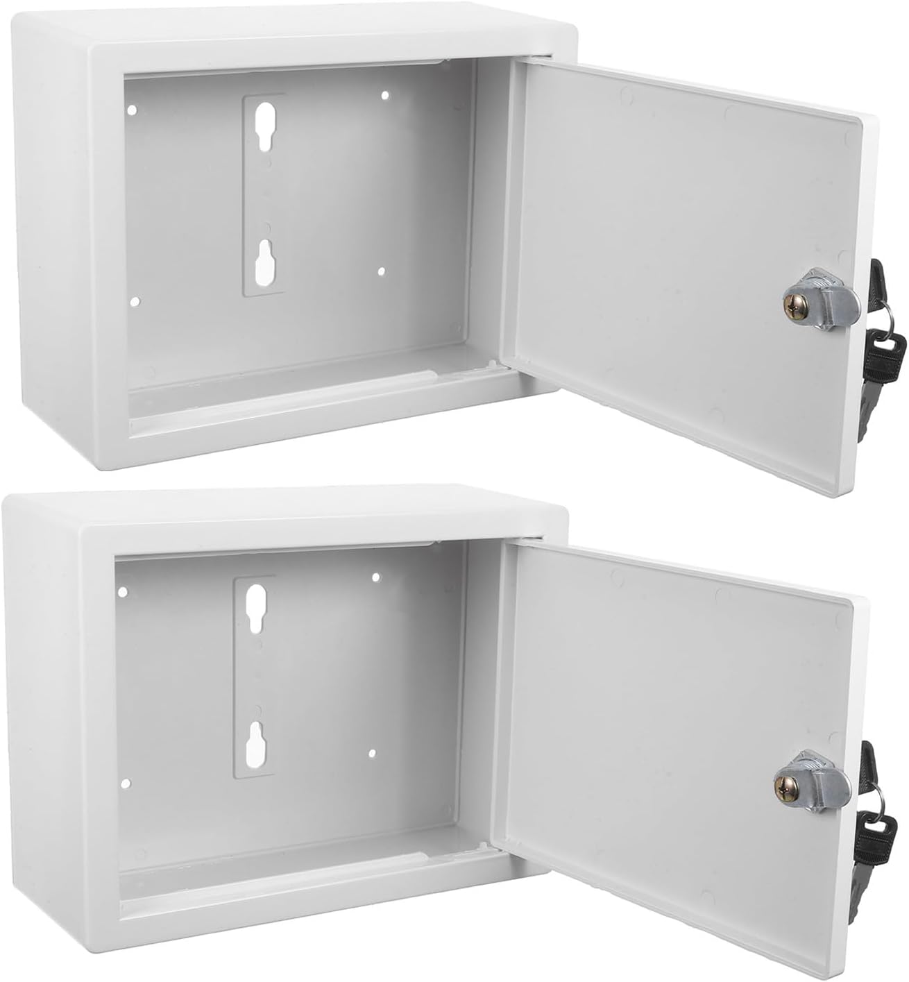 NOLITOY 2pcs Lockable Wall Mount Milk Box with Key, Waterproof Plastic Outdoor Mailbox, Tilted Anti-Spill Design Milk Container for Porch and Garden Use