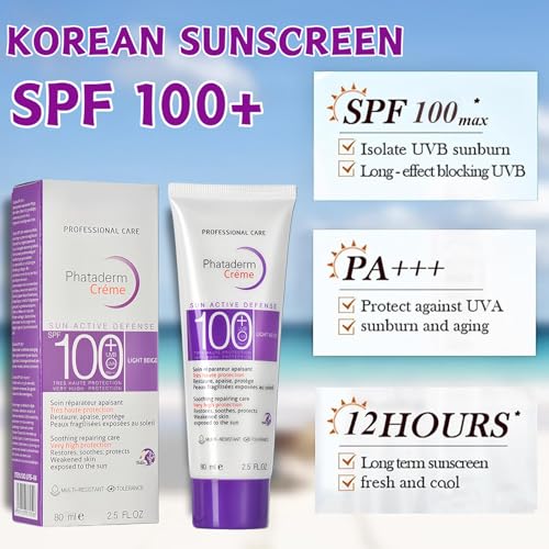 NovaCharm 2 Pack SPF 100 Sunscreen for Face, Broad Spectrum UVA UVB Protection Sun Active Defense Cream, Lightweight Moisturizing Daily Face Sunscreen, 80ml / 2.5 fl oz Each