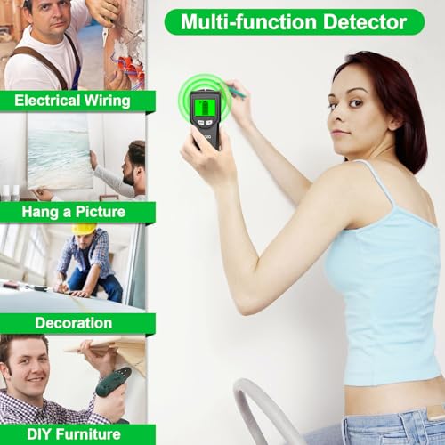Stud Finder Wall Scanner - 5 in 1 Stud Finder Tool w/Smart Chip and HD LCD Display, Stud Detector Beam Finders for the Center and Edge of Wood AC Wire Metal Studs Joist Pipe (‎‎black Seaweed) - Thumbnail 7
