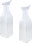 Water Carafe Set, 2 Pack Square Base Juice Pitcher with Flip Top Lid, Clear Beverage Containers for Fridge, Large Capacity Plastic Pitcher for Cold Water, Iced Tea, Lemonade (50 oz/1.5L)