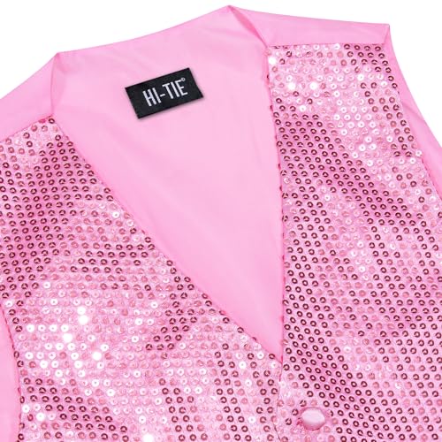 Hi-Tie Men's Sequin Vest Bowtie Prom Suit Vest for Men Tuxedo Dinner V Neck Slim Fit Waistcoats4