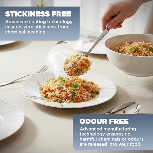 Image of Treo by Milton Opalware Aurelia Palma Dinner Set of 13 | Serving for 4 | Microwave & Dishwasher Safe | Bone-Ash Free | Tempered Toughness | Plates & Bowls | Crockery Set for Dining & Gifting
