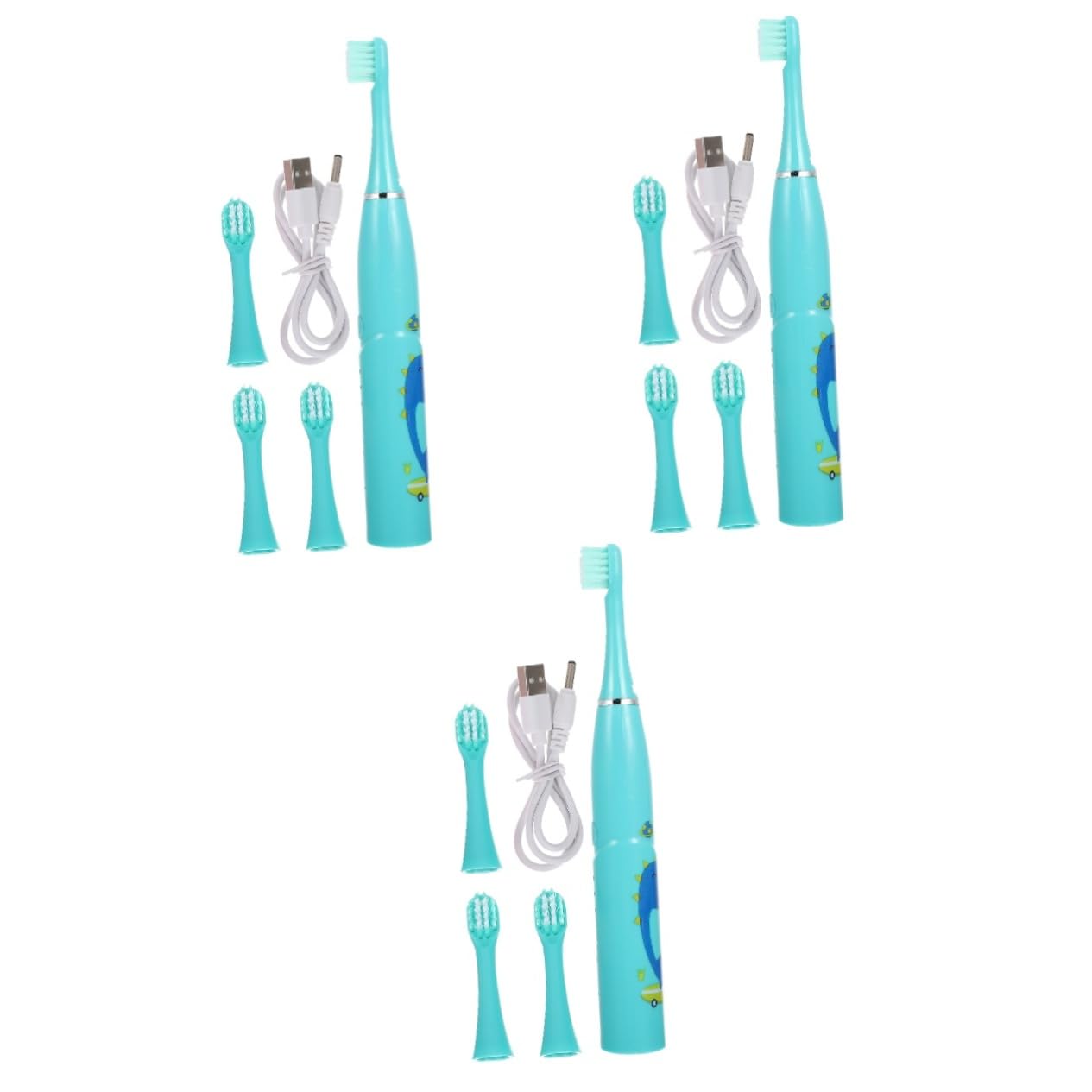 Healvian Lot De 3 Brosses À Dents Électriques Pratiques Pour Enfants Garçons Et Filles Brosses À Dents De Dessin Animé Douces Pour Les Gencives Brosses À Dents Électriques Pour Bébés