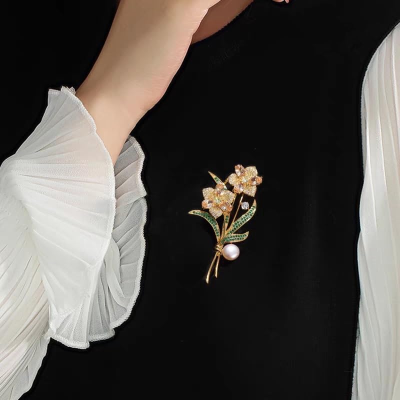 Flower Brooch Micro Inlaid Zircon Chest Light Luxury Clothing Accessories image 3