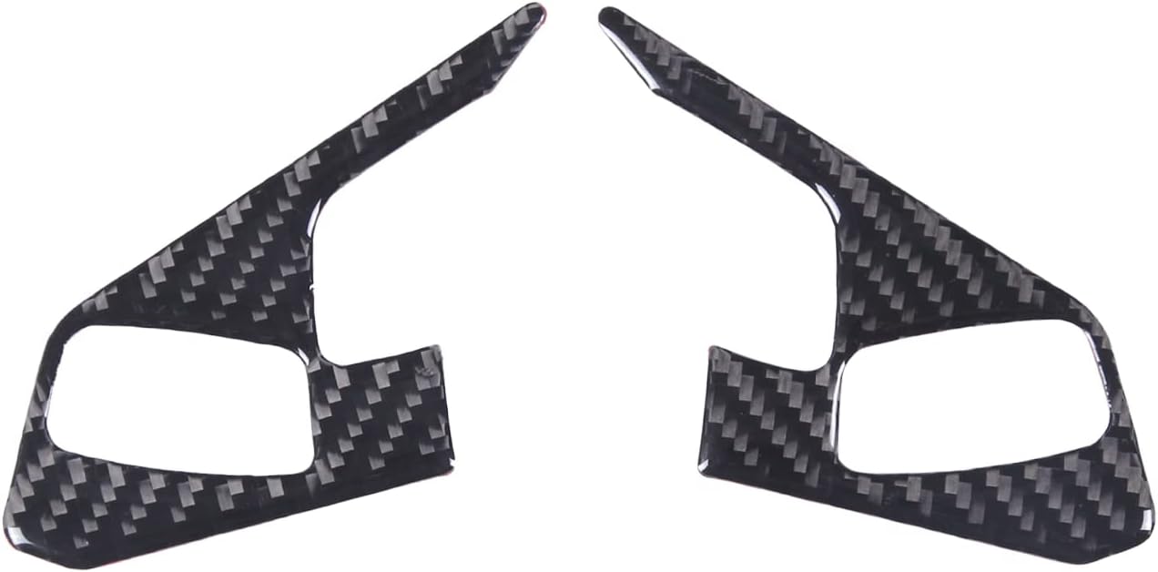 Steering Wheel Button Cover Trim Soft Carbon Fiber 2PCS Compatible with Corvette C8 Stingray 2020-2023 Decoration Sticker Accessories (Black Carbon)
