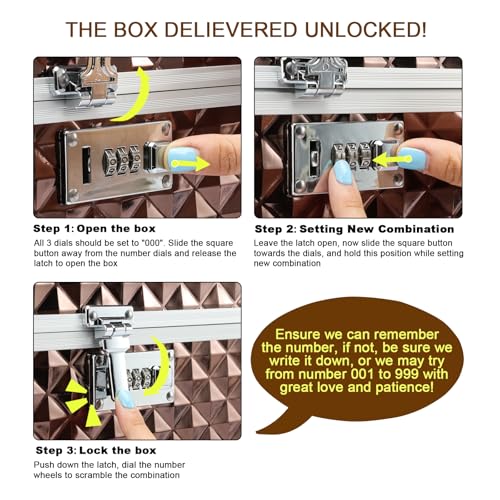 HEWEI WORKS Storage Lock Box with Combination Lock, Lockable Medicine Storage Box, Empty First Aid Box, Security Lock Box, Multipurpose Locking Box for Home and Outdoor Use (Coffee, X-Large) by HEWEI WORKS - Image 6
