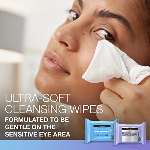 Neutrogena Day & Night Wipes, Makeup Remover Face Cleansing Towelettes & Night Calming Facial Cloths, 100% Plant Based Fibers Wipe Away Dirt, Alcohol-Free, 3 Packs Of 25 Ct, 75 Ct #TOP3