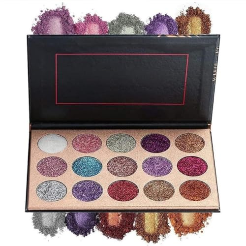 Beauty Glazed Palette di Ombretti Glitter,15 Colori Shimmer Ultra Pigmentato Trucco Ombretto In Polvere Impermeabile a lunga Durata