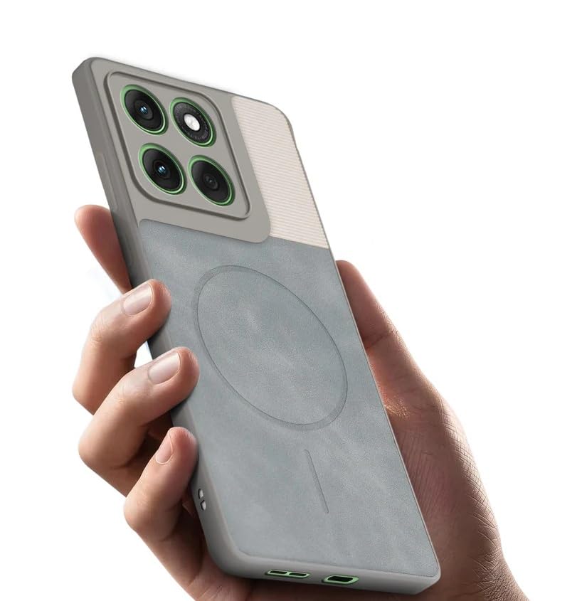 Image of Bintage CASE Dual-Leather Mac Safe Design Phone Case| Soft Touch Finish | Full Camera Protectection Back Cover Compatible for Motorola Moto Edge 60Pro 5G - White & Matelic Grey