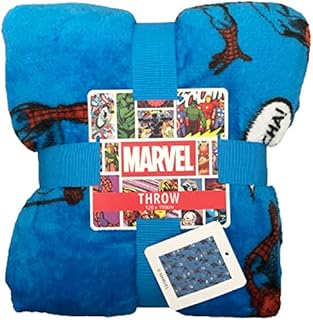 Primark Home Marvel Superheroes Spiderman Blanket - The Avengers - Super Soft Fleece Lined, Officially Licensed Disney Blue