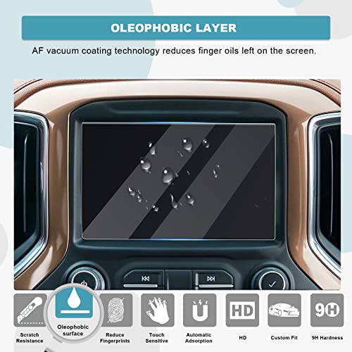 Image of CDEFG for 2019 2020 2021 Silverado 1500 Infotainment 3 Car Touchscreen Navigation Touch Screen Protector, HD Clear Tempered Glass 9H Scratch Resistance (8IN)