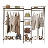 Wiyuer Perchero de bambú con forma trapezoidal de 160 cm de altura, para ropa, chaquetas, salón, color teca