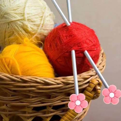 Image of 10 Pack Cute Flower Needle Point Protectors Silicone Needle Point Protectors Knitting Accessories and Supplies Knitting Needle Stoppers Knitting Needles Point Protectors Knitting Tools