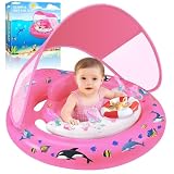 Baby Pool Float with Canopy Upf50+ Sun Protection, Baby Swimming Float