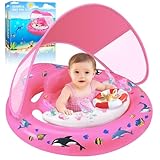 Schwimmring Baby, Baby Schwimmring ab 6-36 Monate Schwimmhilfe Kinder, Schwimmhilfe Baby ab 1 Jahr, Verstellbarer Sicherheitssitz mit UPF50+ Sonnenschutzdach & Spielzeug